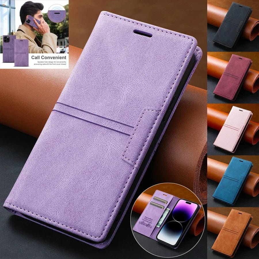 iPhone Suede Leather Wallet Case