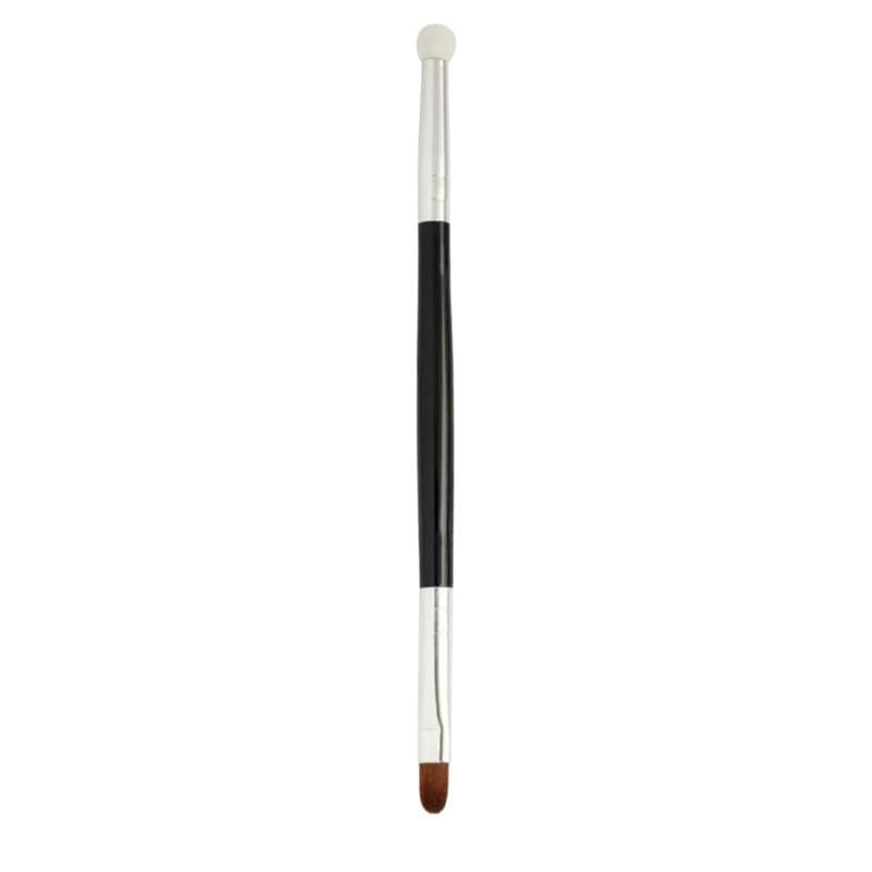 Precision concealer brush with white bristles and slim black handle