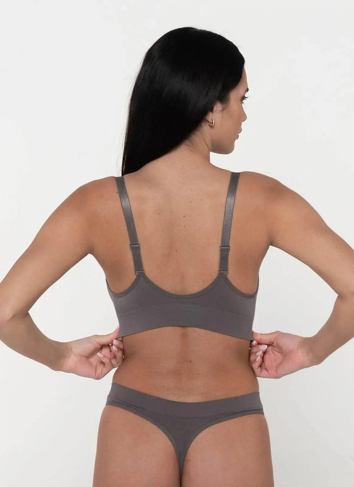 Cheeky g-string underwear in slate gray, high-cut bikini style with thin sides