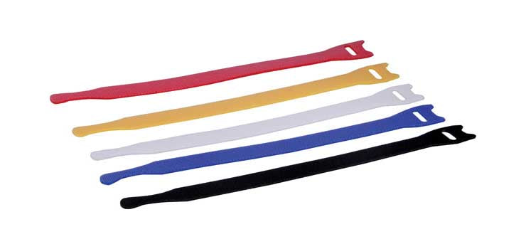 Velcro Cable Ties – 200mm, Assorted Colours, Reusable Hook & Loop, Packet of 10 | CT200 | Durable, Colour-Coded Cable Organisers for IT, AV, Office & Home