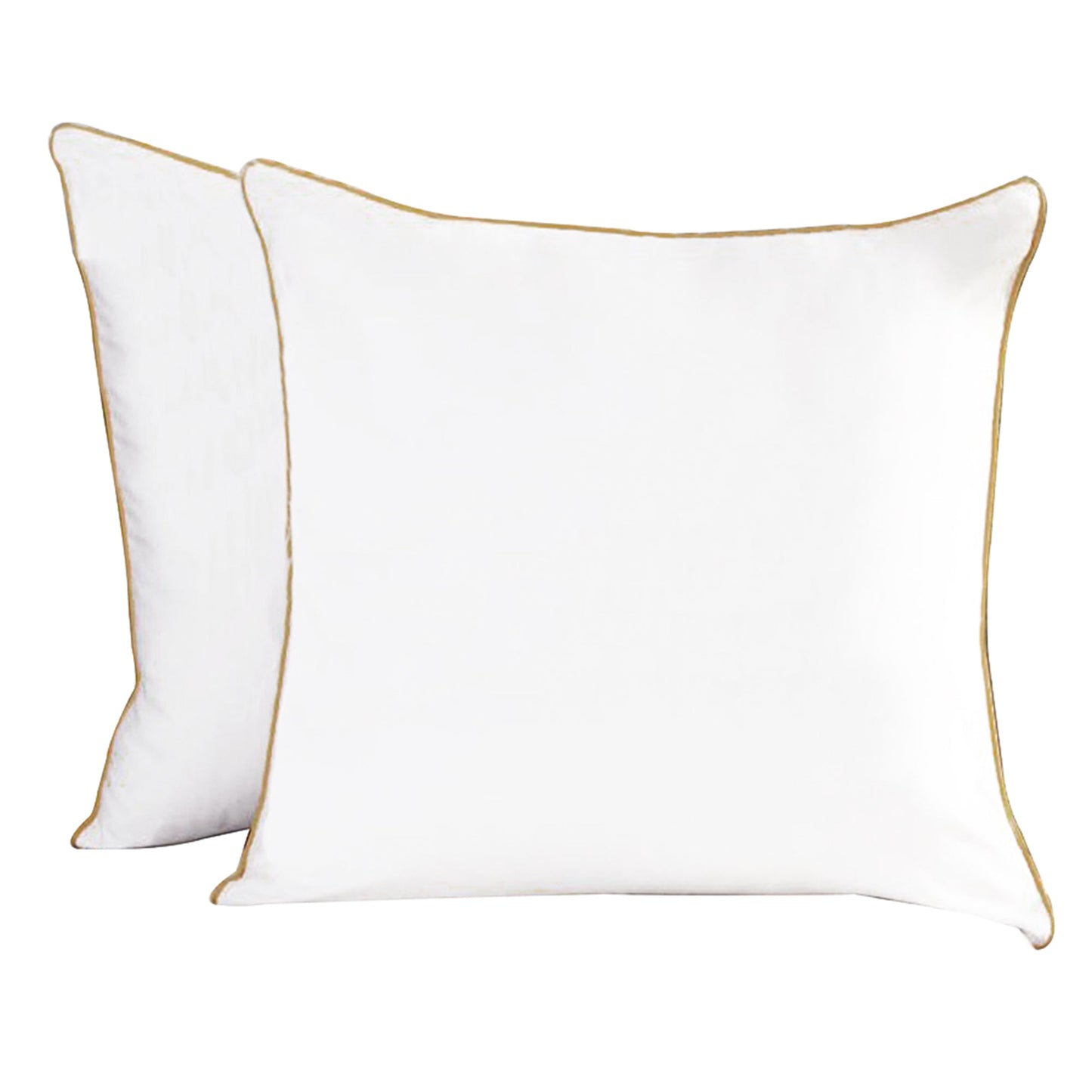Plaza Collection White European Pillowcase Set - Gold Piping