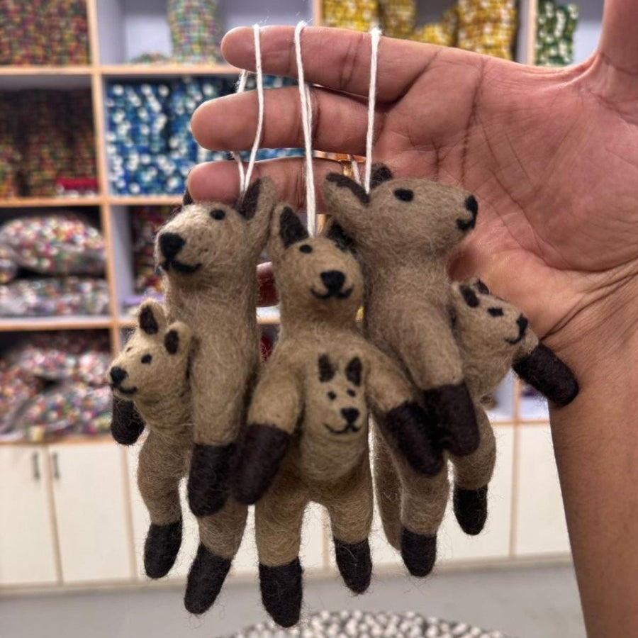 Handmade Wool Felt Kangaroo Ornament