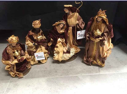 10.5'' Christmas Handmade Religious Nativity Set in Brown and Gold - 29 cm Approx