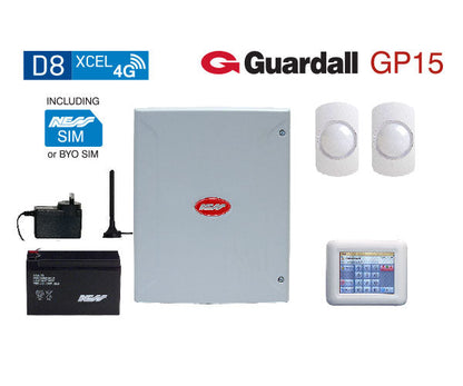 Ness D8XCEL 4G Alarm Kit with Navigator Touchscreen Keypad & Guardall GP15 PIR Sensors – SKU: K-9412