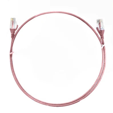 4Cabling 2m Ultra Thin CAT6 Ethernet Network Cable – Pink | LSZH Jacket | 10GbE | Bare Copper | 28AWG | High-Density Patch Cable – 004.004.7005