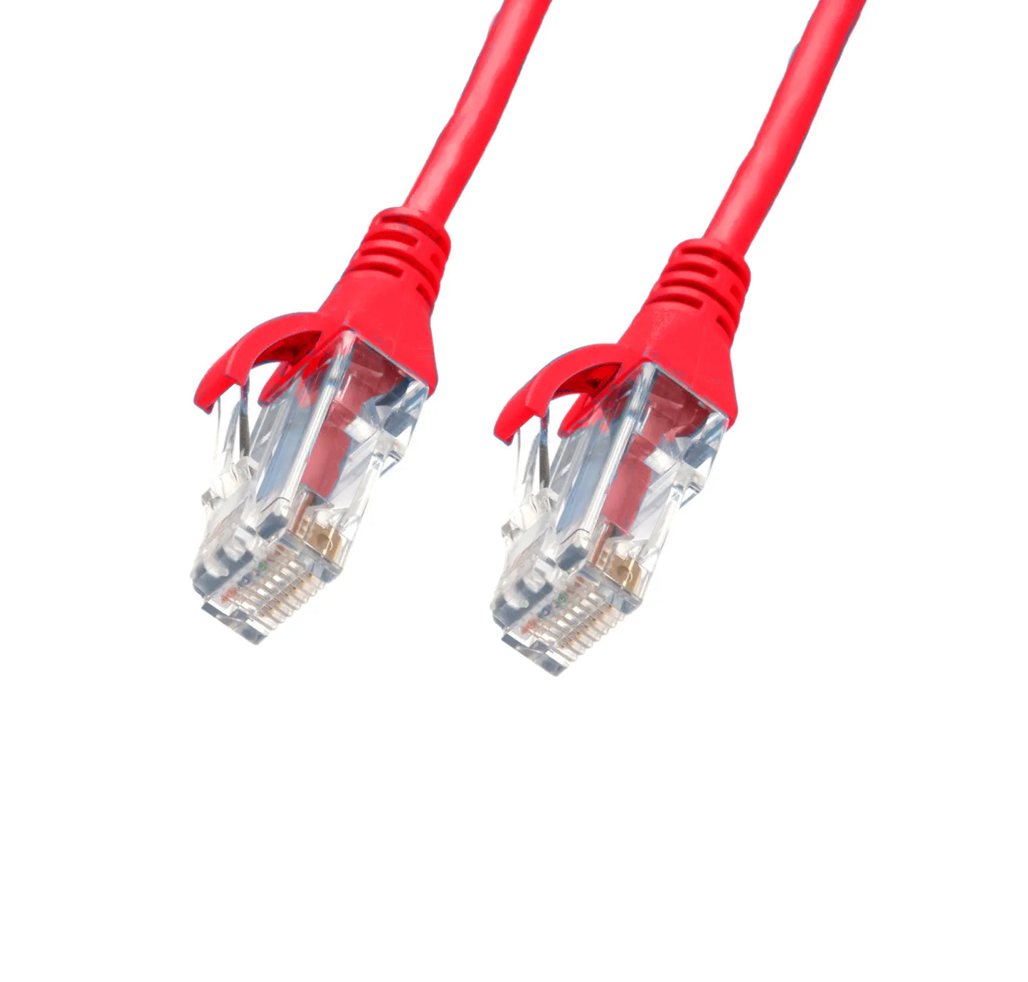 4Cabling 2.5m CAT6 Ultra-Thin LSZH Ethernet Cable | Red, 28AWG High-Density Network Patch Lead with Gold-Plated RJ45 Connectors