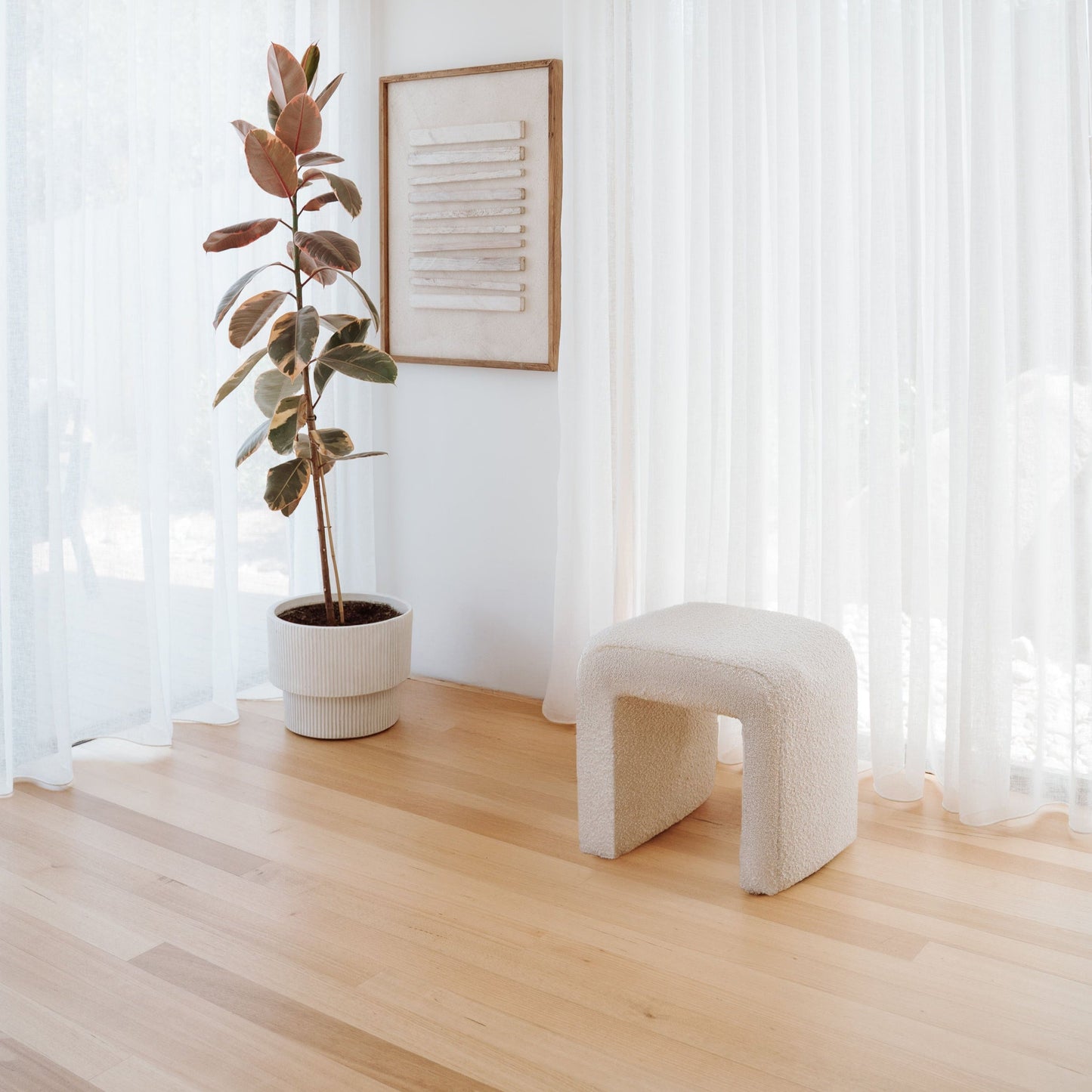 Denver Modern Boucle Stool - Champagne
