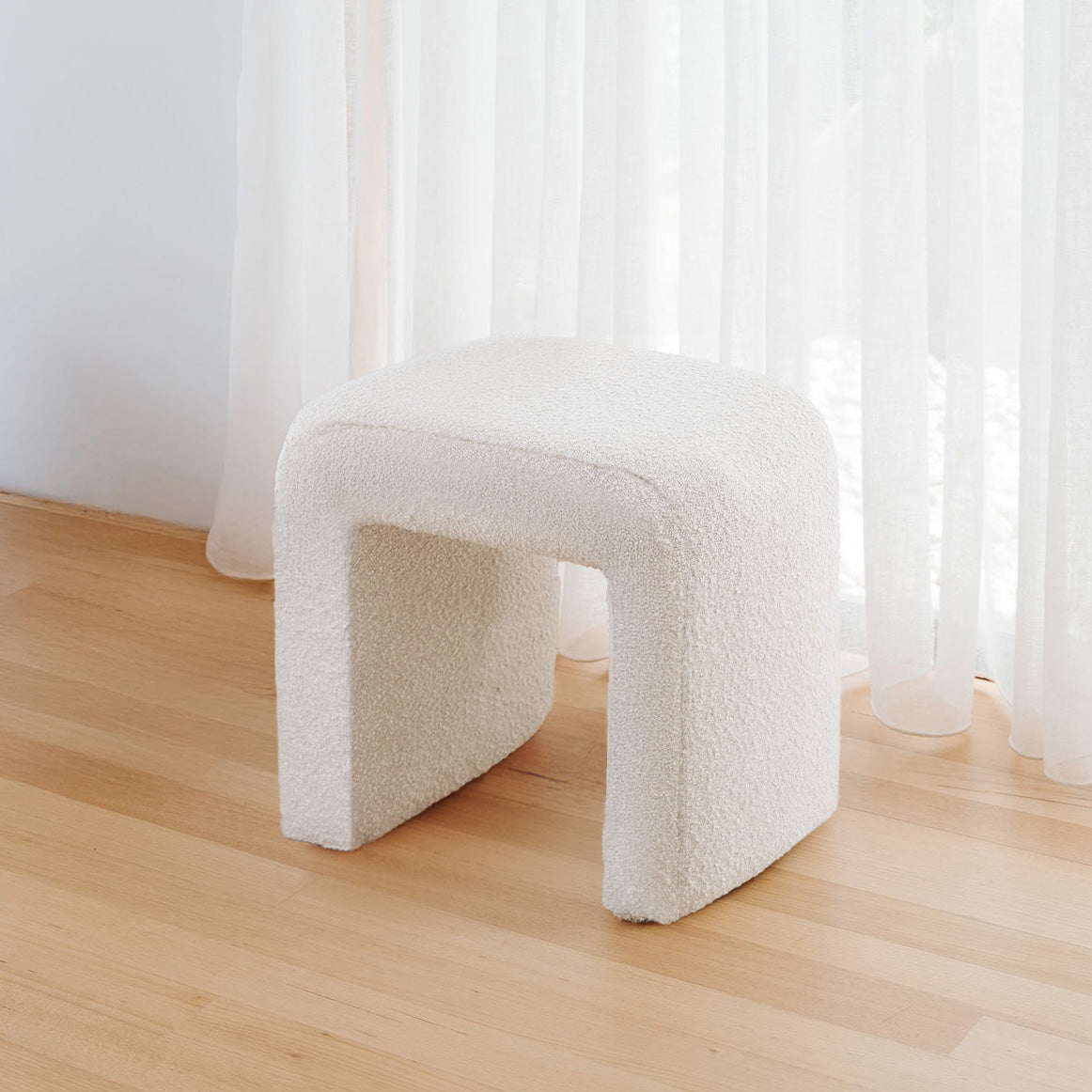 Denver Modern Boucle Stool - White