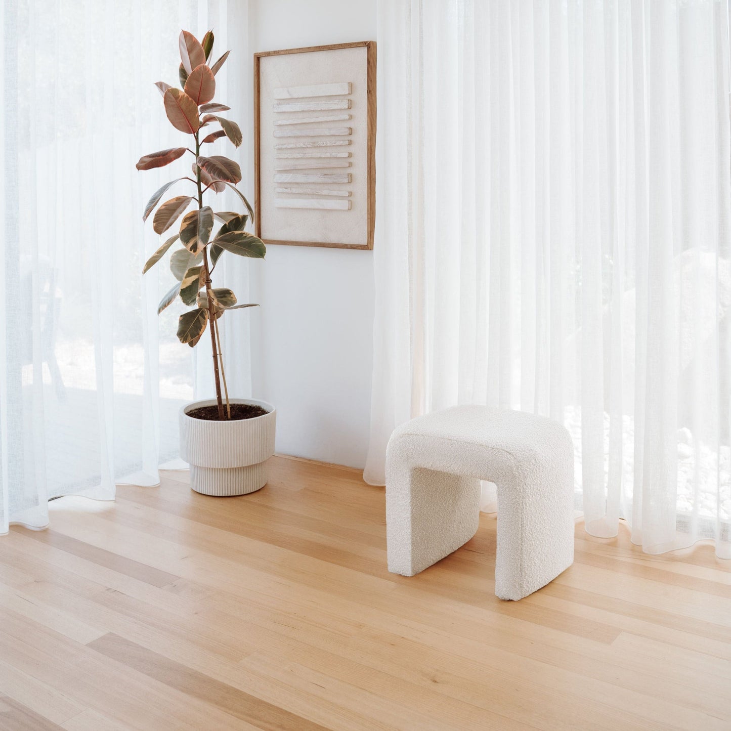Denver Modern Boucle Stool - White