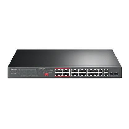 TP-Link TL-SL1226P 24-Port 10/100Mbps + 2-Port Gigabit Unmanaged PoE+ Switch | High Power Budget, Long-Range PoE, Plug-and-Play