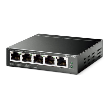 TP-Link TL-SG105PE 5-Port Gigabit Easy Smart Switch with 4-Port PoE+ | Silent Fanless Design, 65W PoE Budget, VLAN & Web Management