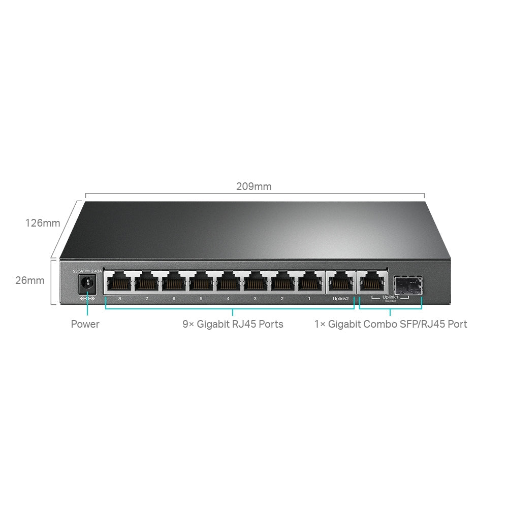 TP-Link TL-SG1210MPE 10-Port Gigabit Easy Smart Switch with 8-Port PoE+ | Fanless Design, 123W PoE Budget, VLAN & Web Management