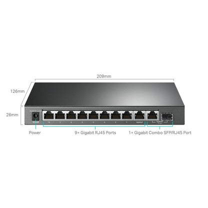 TP-Link TL-SG1210MPE 10-Port Gigabit Easy Smart Switch with 8-Port PoE+ | Fanless Design, 123W PoE Budget, VLAN & Web Management