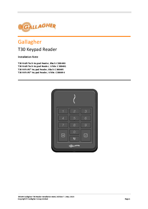 Gallagher SMB 1 Door Kit with T30 Multi-Tech Reader (Black) – Comprehensive Access Control and Intruder Alarm Solution