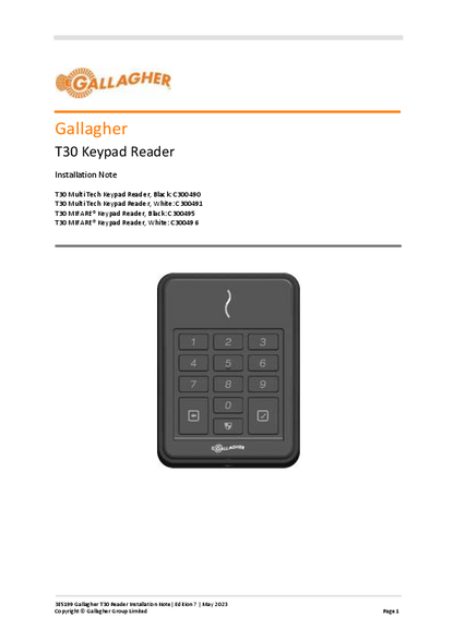 Gallagher SMB 1 Door Kit with T30 Multi-Tech Reader (Black) – Comprehensive Access Control and Intruder Alarm Solution