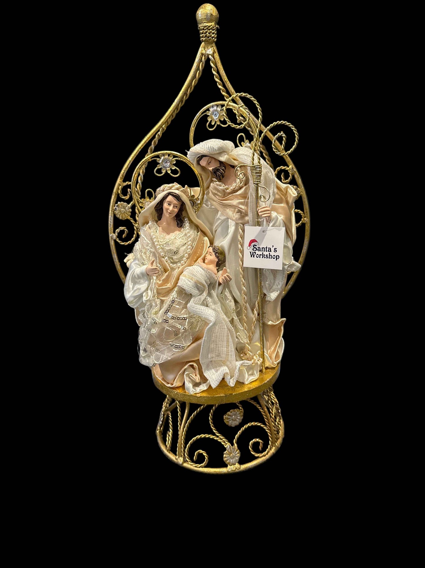 ⭐ 27cm Christmas Religious Handmade Nativity Set – Holy Family in 45cm Gazebo Shrine, Christian Christmas Manger Scene Decoration ⭐