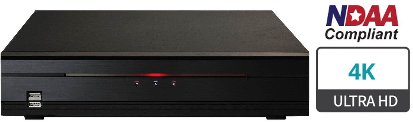 IDIS DR‑2516P‑A – 16 Channel 4K NVR with 8 PoE Ports (100W),  DirectIP™ 2500 Series, NDAA Compliant