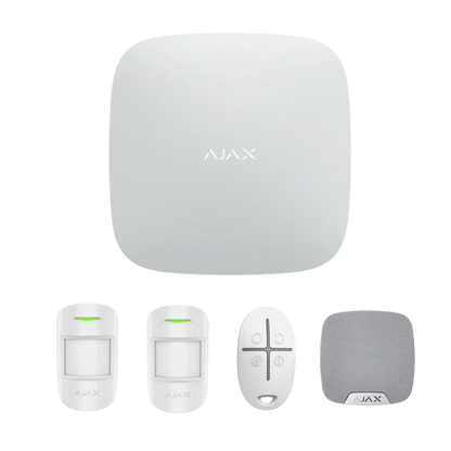 Ajax AJAX#80001 StarterKit – Wireless Security Alarm Kit with Hub 2, MotionProtect Sensors, SpaceControl Remote and HomeSiren (White/Black)