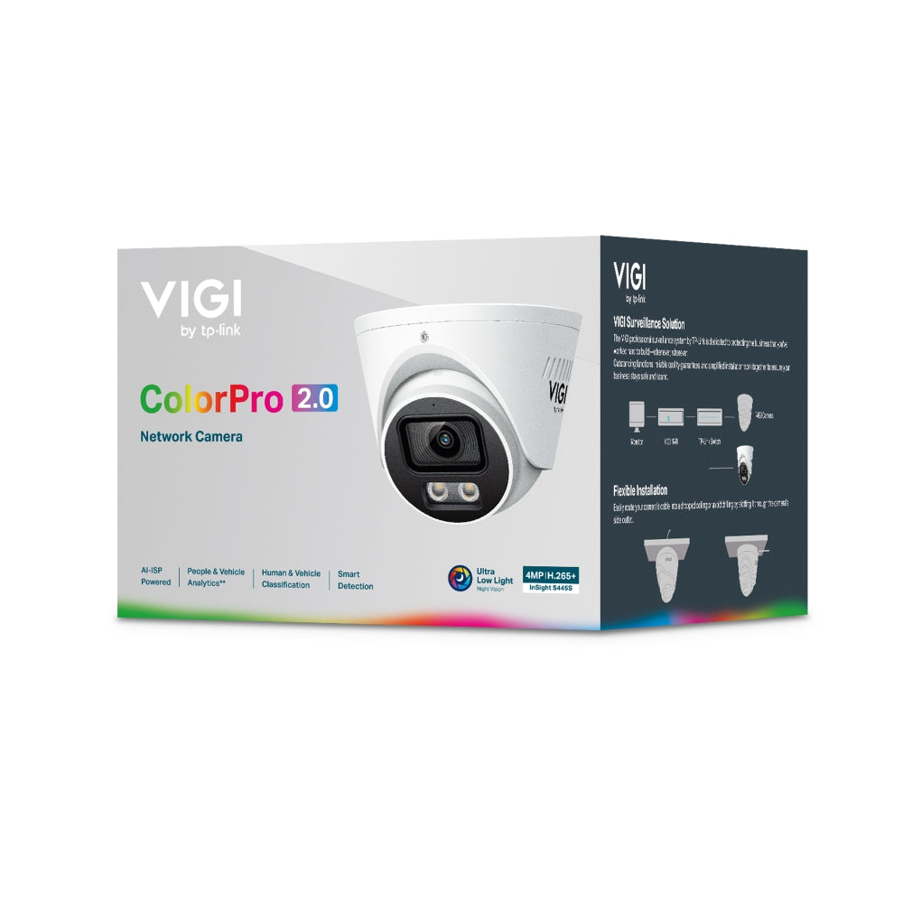 TP-Link VIGI InSight S445S 4MP ColourPro 2.0 Turret Network Camera – AI-ISP Low-Light Colour Night Vision, IP67, PoE, Two-Way Audio