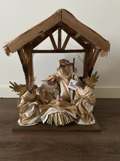 ⭐ 10" Christmas Nativity Set with Holy Family, Angels & Barn Animals – 16.25" Stable Religious Christian Holiday Decoration ⭐
