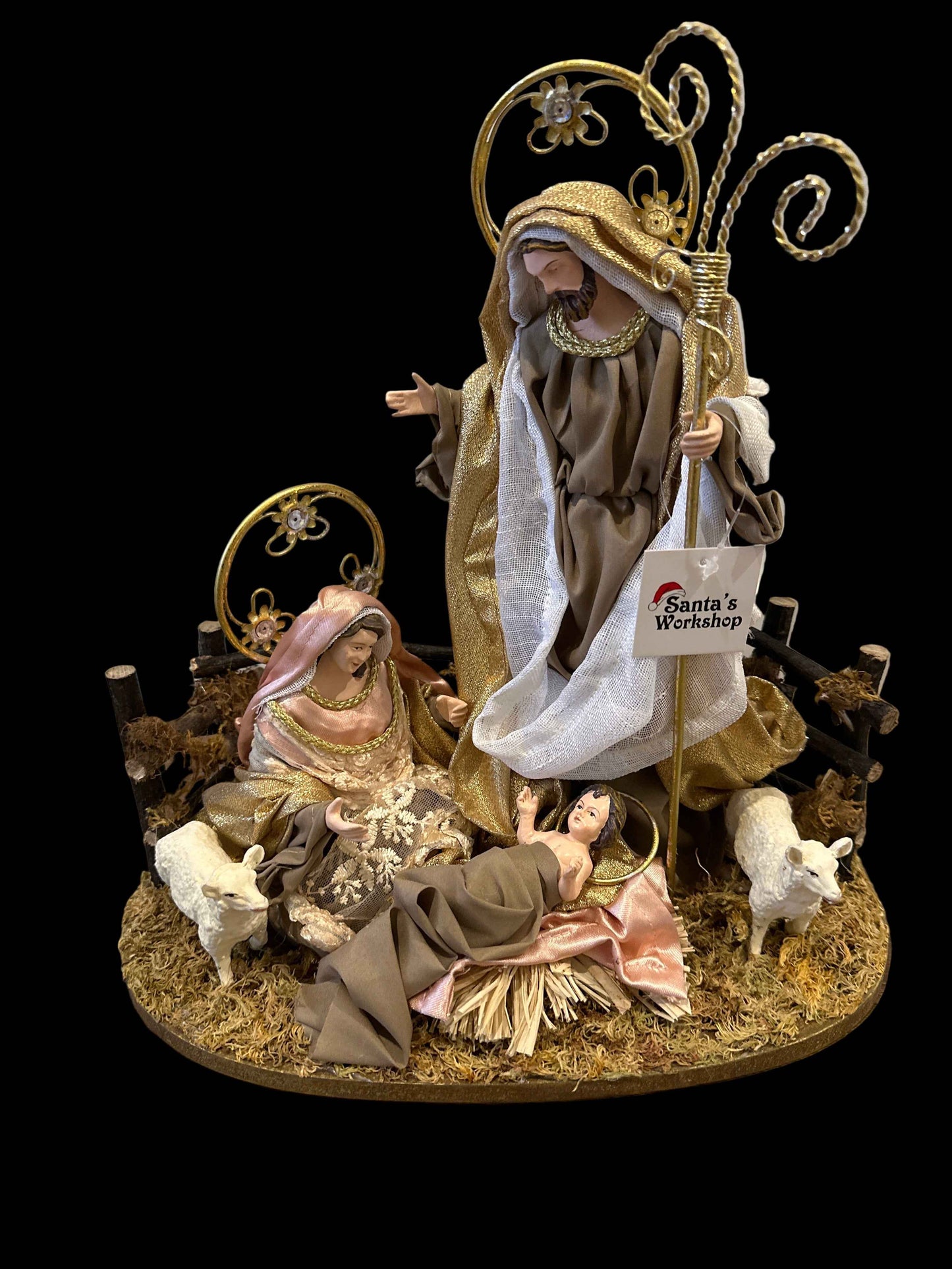 ⭐ 30cm Christmas Nativity Ornament – Holy Family with Barn Animals, One-Piece Religious Christian Christmas Decoration ⭐