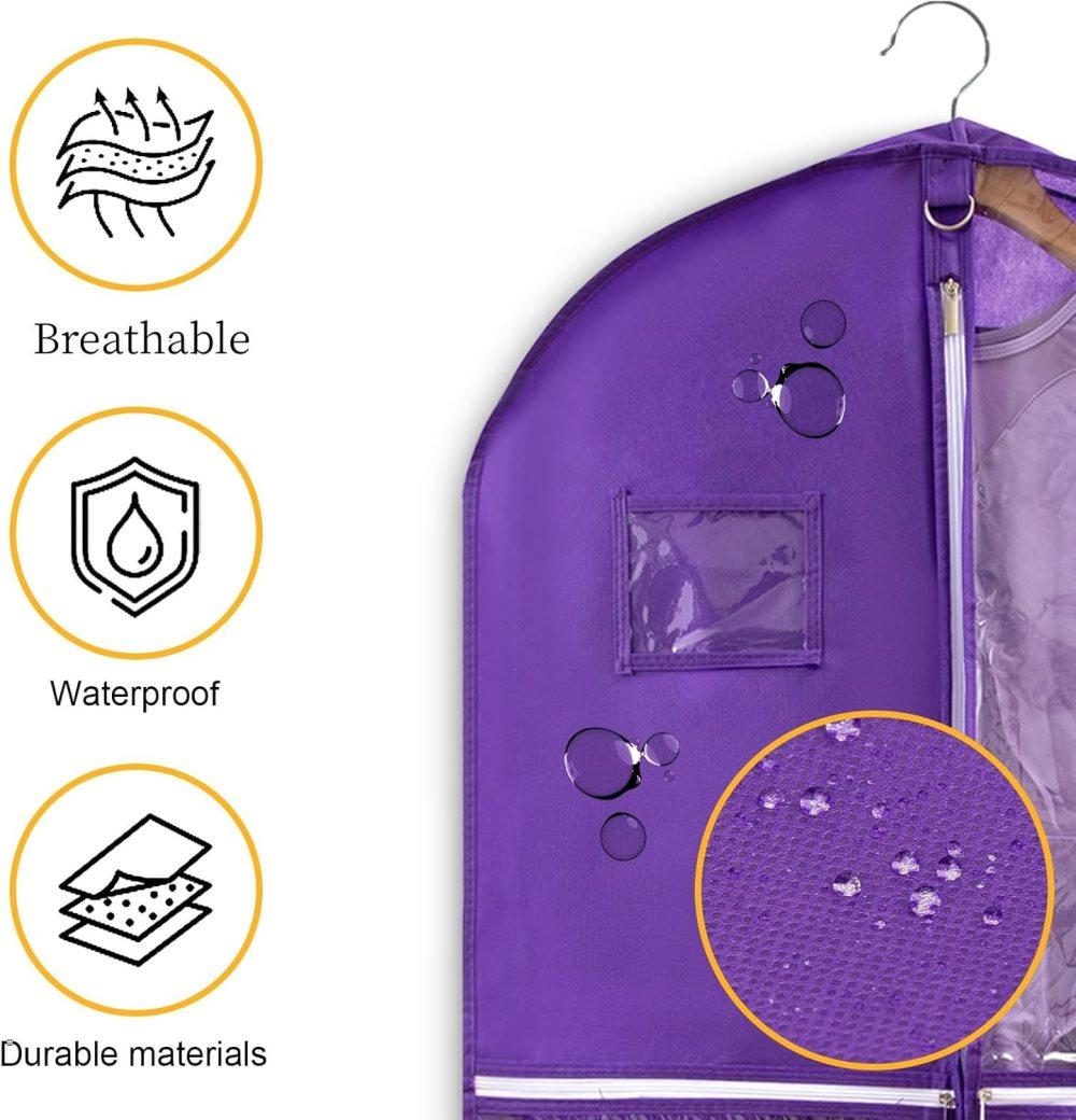1 Foldable Garment Bag with 5 Pockets, 110x60 cm, Purple