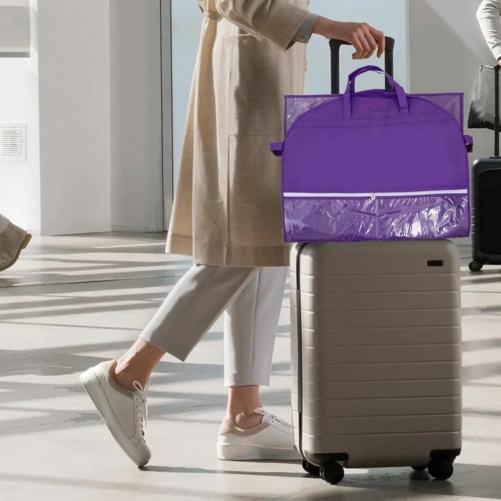 1 Foldable Garment Bag with 5 Pockets, 110x60 cm, Purple