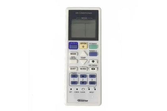 Panasonic air conditioner replacement remote control, front with LCD and button keypad