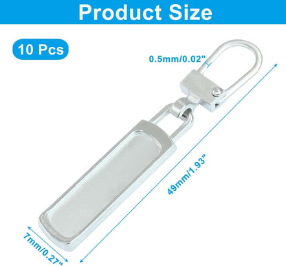 10 PCS Silver Luggage Zipper Pull Replacement, Detachable Metal Zipper Pull Tab Repair Kit for Clothing Jacket Coat Jeans Luggage Suitcase Purse Handbag