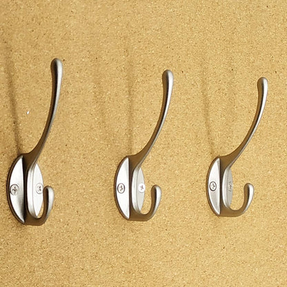 10 Pack Dual Coat Hooks Wall Mounted with 40 Screws Retro Double Hooks Utility Silvery Hooks for Coat, Scarf, Bag, Towel, Key, Cap, Cup, Hat (Silvery)