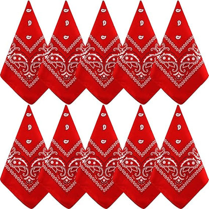 10 Pack Red Paisley Bandanas 55x55cm Polyester Headband Scarf Tie Accessories