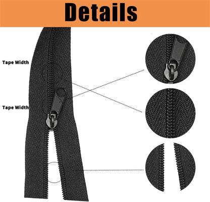 10 Yards 360 Inches Bulk Zippers,9 Meters #3 Zipper for Sewing,Black Nylon Coil Zippers by The Yards with 20pcs Replacement Sewn Zippers for DIY Sewing Craft,Bags,Clothes,purses etc.(Black)