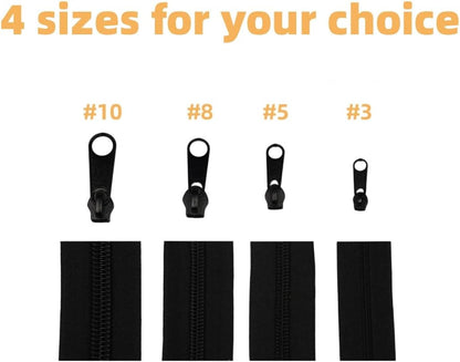10 Yards 360 Inches Bulk Zippers,9 Meters #3 Zipper for Sewing,Black Nylon Coil Zippers by The Yards with 20pcs Replacement Sewn Zippers for DIY Sewing Craft,Bags,Clothes,purses etc.(Black)