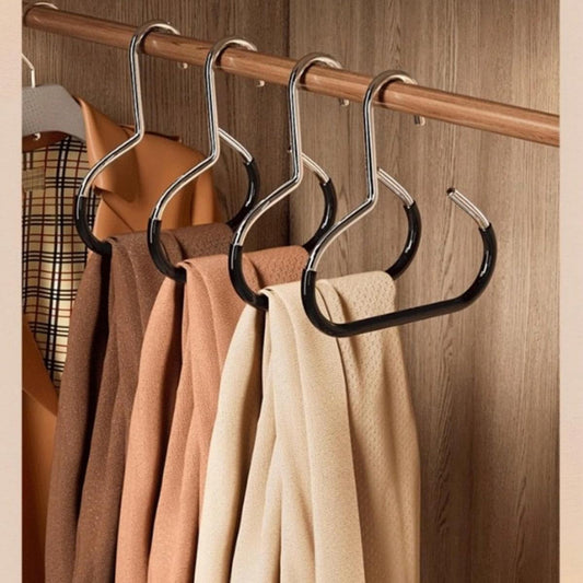 Wardrobe belt and scarf hook rack with black non-slip U-shaped hangers on a bar