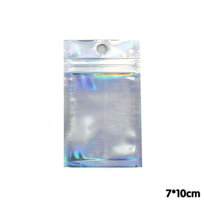 100/200X Iridescent Zip Bags for Food Storage & Holographic Makeup Pouch - 9*12cm 100PCS