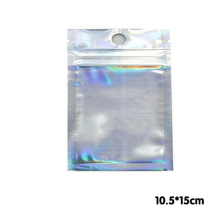100/200X Iridescent Zip Bags for Food Storage & Holographic Makeup Pouch - 9*12cm 100PCS