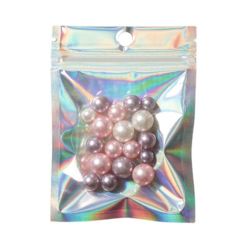 100/200X Iridescent Zip Bags for Food Storage & Holographic Makeup Pouch - 9*12cm 200PCS