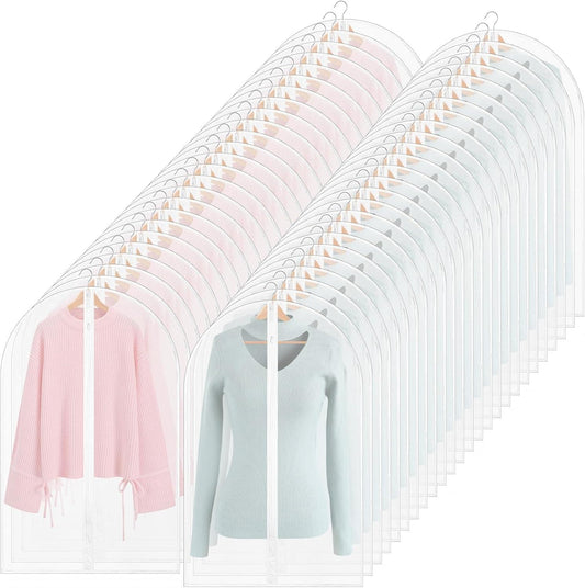 Clear PEVA garment bag set with full zipper and hanging hole for suits and clothes