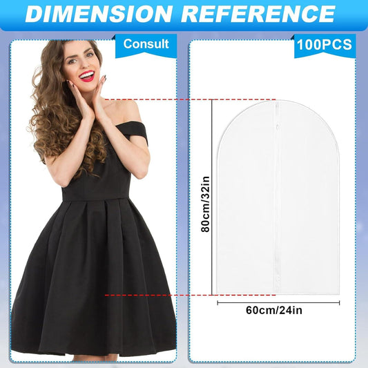 Clear hanging suit garment bag with full-length zipper and hanger-hole top