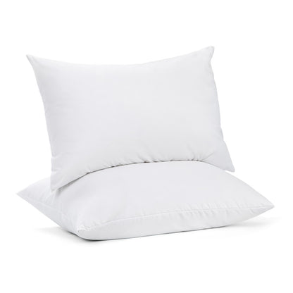 White pillow with cotton cover and poly fill, square pillow on white background