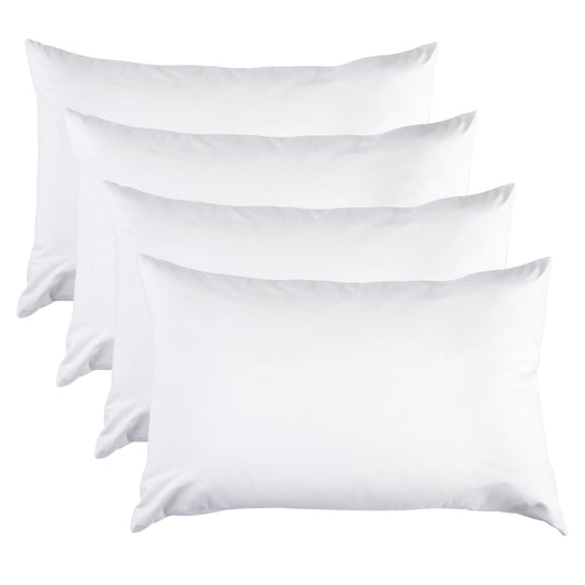 Three white cotton pillow covers with soft stitched edges