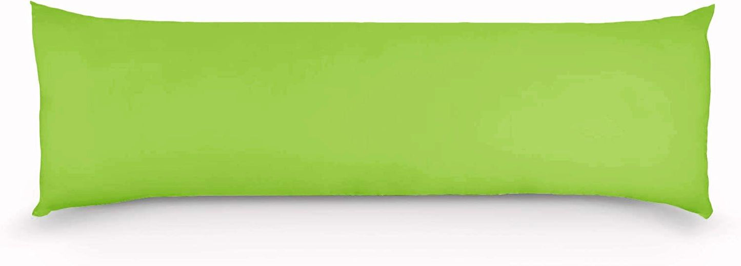Green body pillowcase, smooth solid fabric with piped edge