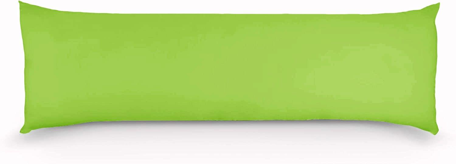 Green body pillowcase, smooth solid fabric with piped edge