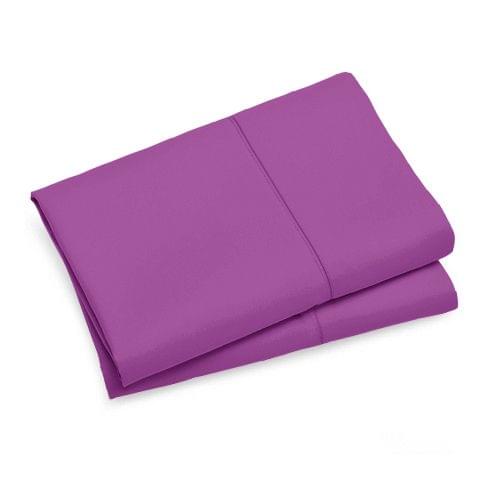 Purple king pillowcases, two folded cases with matching seams