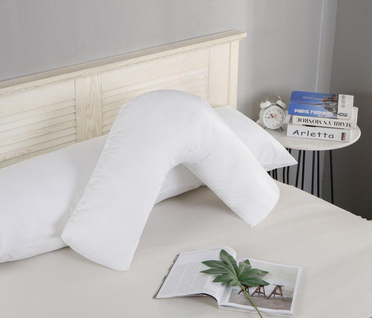 White V-shaped pillowcase with soft, smooth fabric fold
