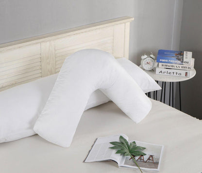 White V-shaped pillowcase with soft, smooth fabric fold