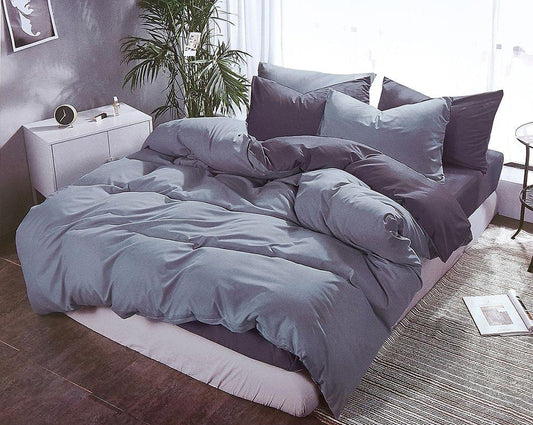 Grey queen duvet quilt cover set, reversible bedding with matching pillowcases