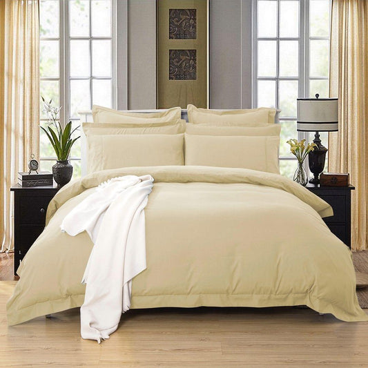 Cream duvet cover set with tailored double-size pillowcases and quilt cover