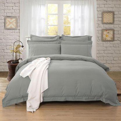 Grey queen duvet quilt cover set, tailored bedding with matching pillowcases