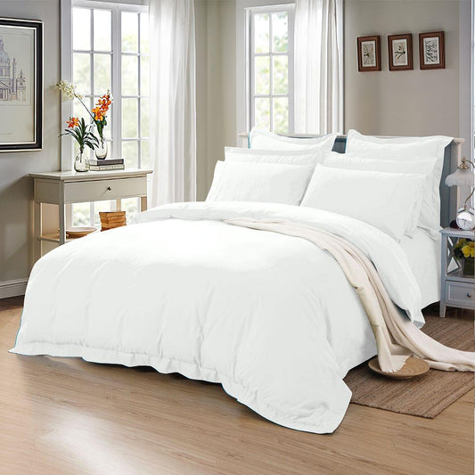 White single duvet quilt cover set with pillowcases and duvet cover